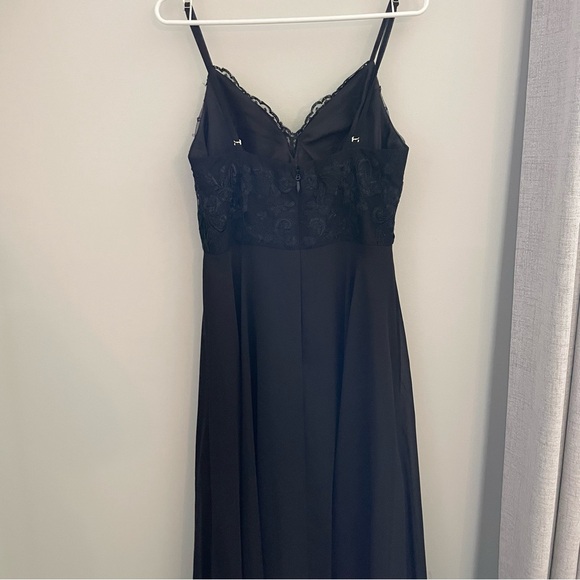 Azazie Sonya Flowy V-Neck Lace Dress | Black Bridesmaid Dress | Prom | Formal - Picture 9 of 15